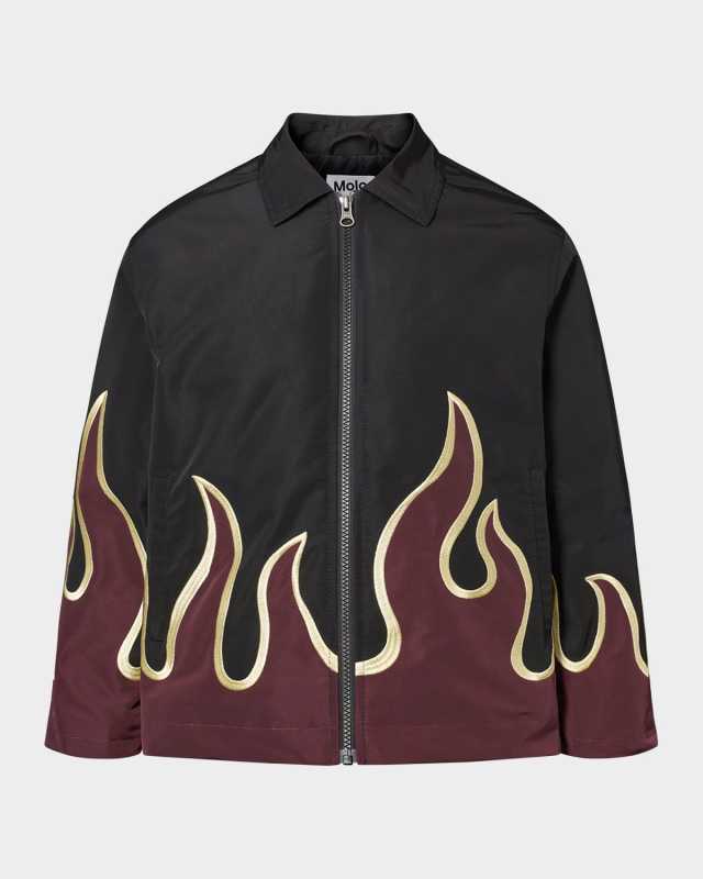 Boy's Hotson Fire-Print Shirt Jacket, Size 8-12